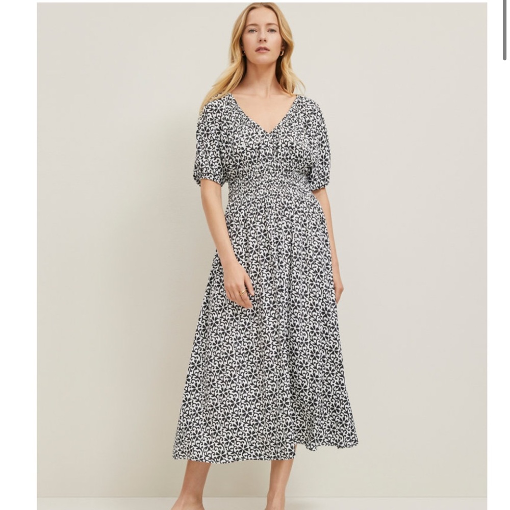 Loft Smocked Floral Midi Dress NWOT